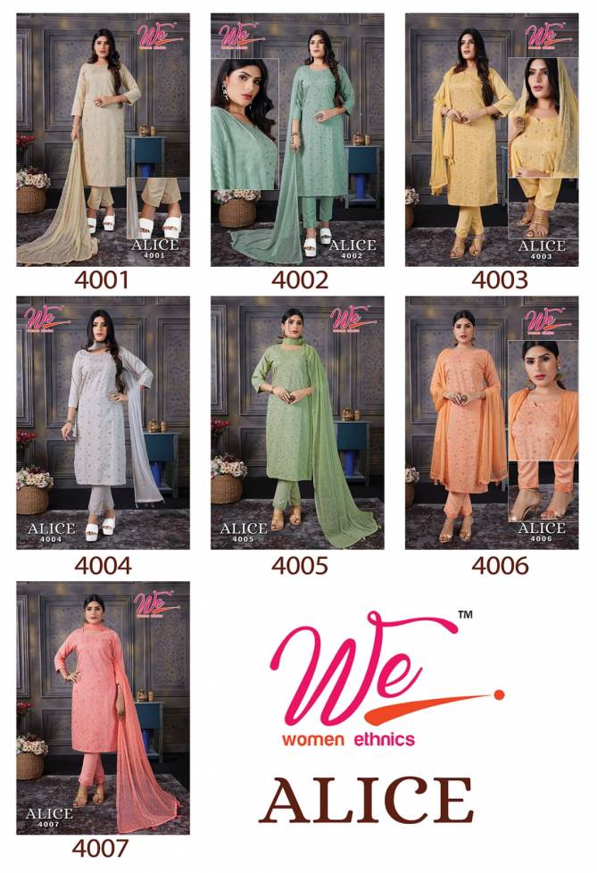 Alice By We 4001 To 4007 Rayon Designer Kurti With Bottom Dupatta Wholesale Shop In Surat